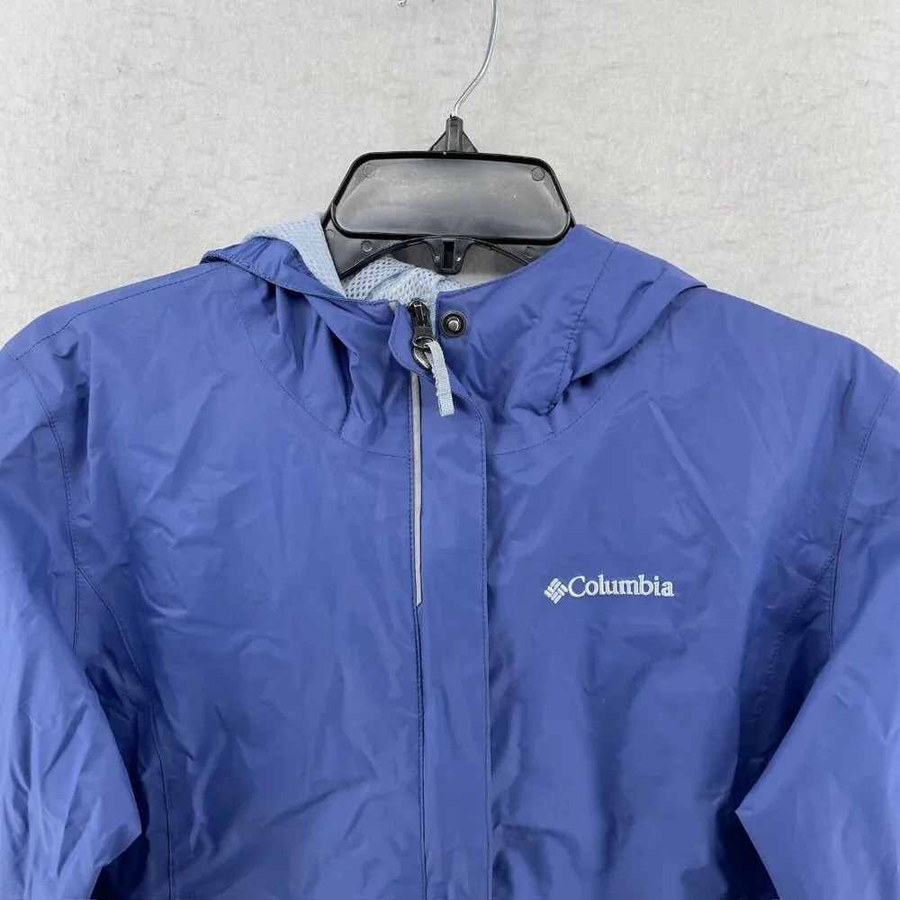 Columbia Jacket Womens L Blue Lightweight Full Zip Mesh Lined Windbreaker Hoodie - Picture 6 of 10